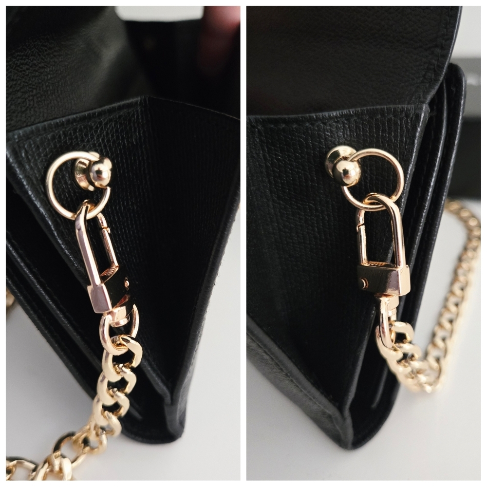 Authentic CHANEL CC Coco Black Gold Flap Wallet Clutch Crossbody WOC Card Holder - Picture 8 of 15